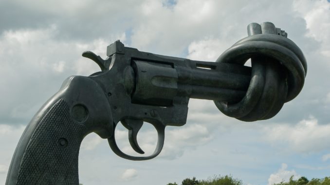 statue-weapon-gun-cannon-normandy-revolver-firearm-nonviolence-caen-601461