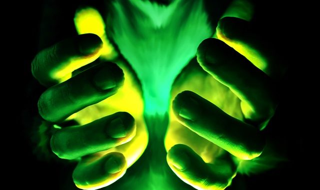 Hands Magic Energy Dark Light Green