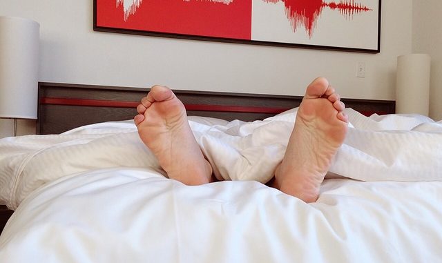 Comfortable Sleeping Bed Feet Person Barefoot